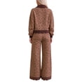 thumbnail image 4 of Szluipve 2 Piece Sets for Women Leopard Print 2 Piece Outfit Button Collar Long Sleeve Scalloped Hem Top High Waist Wide Leg Pants Casual Loungewear Tracksuit Set Brown L, 4 of 4