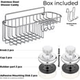 thumbnail image 4 of HASKO Shower Caddy Suction Cup, Shower Shelf with Soap Dish and Hooks Organizer, Suction Bathroom Shelf for Storage, Wall Mounted Basket, Silver, 4 of 6