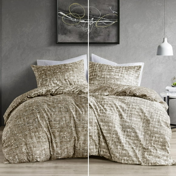 Comfort Spaces Queen Duvet Cover Set - Taupe Bedding for All Season, Ultra Soft 3 Pieces Reversible Duvet Cover with 2 Matching Shams, Button Closure, Machine Washable, Full/Queen