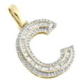 thumbnail image 4 of 10K Yellow Gold Baguette Diamond Letter C Mini Pendant 1.2" Initial Charm 1/2 CT, 4 of 6