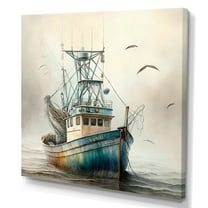 Designart Fisherman'S Boat On The Ocean II Canvas Wall Art
