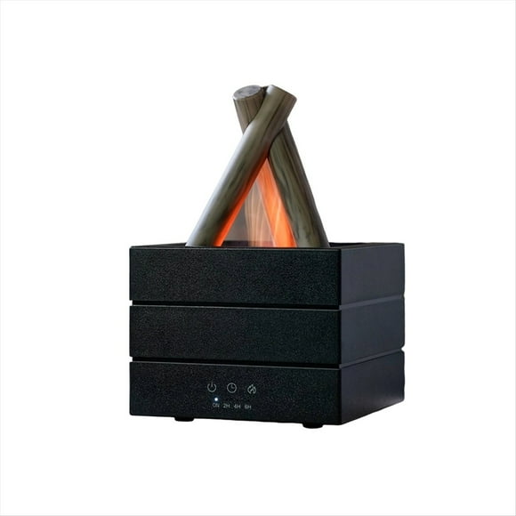Humidificador de Llama, Difusor de Aceites Esenciales con Control Remoto y Luz, Color Negro.