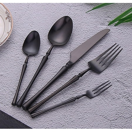 

Black Silverware Set 18/10 Stainless Steel Flatware Sets 20 Piece Cutlery Set for 4 Include Knife Fork Spoon Coffee spoon Dessert Fork