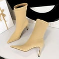 thumbnail image 6 of Xfvqtps Womens Stiletto Heel Ankle Boots Pointed Toe Stretch Fashion Boots High Heel Boots for Evening Party Beige, 6 of 9