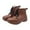 Brown, variant on Women's Rain Boots Solid Color Round Toe Heel Platform Ankle Boots Fashion Cross Lace Up Thick Heel Booties Outdoor Shoes (Brown, 7)