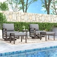 thumbnail image 4 of Kullavik 5 Piece Patio Outdoor Aluminum Metal Swivel Rocking Chair with 2 Footstools, 1 Coffee Table, 2 Black Padded Cushions Outdoor Metal Swivel Rocking Chair Furniture Conversation Set for Garden, 4 of 9