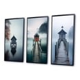 thumbnail image 3 of Designart "Mysterious Lakehouse Access via Small Pier II" Lakehouse Framed Wall Art Set Of 3 - Blue Lake House Frame Canvas Set For Living Room Decor, 3 of 6