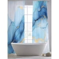 thumbnail image 5 of Abstract Art Sheer Curtains 108 Inch Long 2 Panels, Teal Gold Gradient Marble Texture Light Filtering Rod Pocket Semi Sheer Curtains, Sheer Voile Drapes for Living Room Bedroom, 52"x108", 5 of 5
