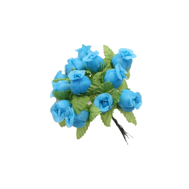 Bewildely Flores artificiales Rosa Mini ramo hogar boda regalo falso año nuevo fiesta decoración arreglo suministros Kits de decoración para fiestas Azul
