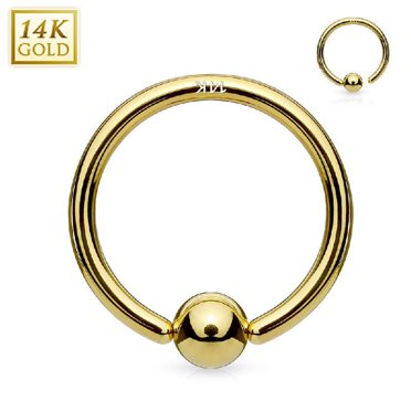 Luxe Modz 14K Solid Gold Hoop Ring – Two-Tone White & Yellow, Fixed Ball Closure, Multiple Sizes/Gauges