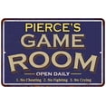 thumbnail image 1 of PIERCE'S Blue Game Room Sign Metal Wall Decor 8x12 208120002360, 1 of 1