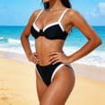 thumbnail image 7 of Xdegoge Bikini Sets for Women Underwire Push Up Top High Cut Bottom Two Piece Bathing Suits Contrast Trim Color Block Smooth Flattering Pool Party, 7 of 7