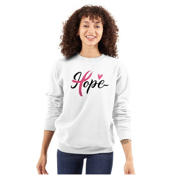 Hope Breast Cancer Awareness Ribbon Women Plus Size Crewneck Sweatshirt Brisco Brands 3X