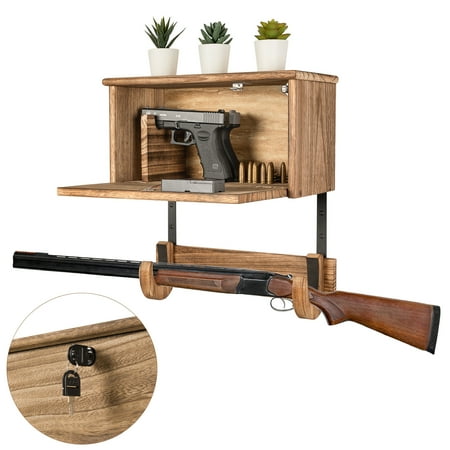 Gun Rack Wall Mount Hold Up Displays Horizontal Gun Racks for Wall Pistol Rack Stand Shotgun Holder Rifle Wall Mount Gun Hardwood Hanger