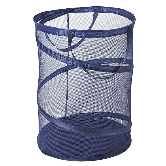 Smart Design Pop Up Spiral Laundry Hamper Bag Mesh - Collapsible Design Holds 3 Loads - Dorm Room Essential - Kids Clothes Basket Organizer - Home Organization - 18 x 24 Inch - Blue