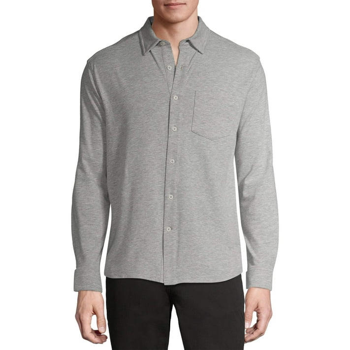 George Men’s and Big Men’s Ultra Soft Knit Long Sleeve Button-down ...