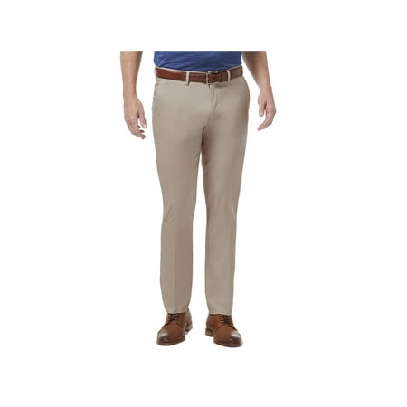 Haggar Men's Premium No Iron Khaki Flat Front Pant Slim Fit