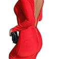 thumbnail image 4 of DYMADE Women Backless Zipper Long Sleeved Solid Medium Length Sexy Pencil Dress, 4 of 4