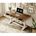 thumbnail image 5 of WAMPAT Vintage Rustic Executive Desk with Charging Station - Farmhouse Home Office Writing Table with 3 Drawers, Stable Solid Wood Legs, Ergonomic Rounded Edge for Office,Study,Cream White, 5 of 6