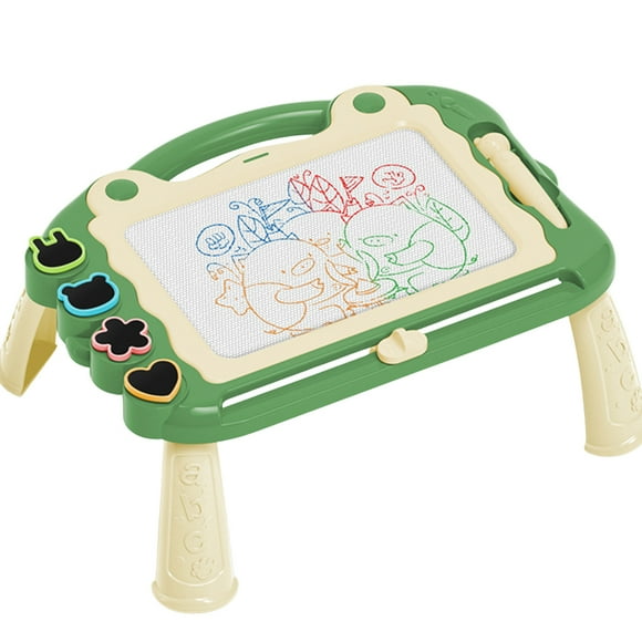 Mistaha Frog Design Magnetic Drawing Board with Stamp Set and Pen - Educational Toy for Kids, Mess-Free Writing Pad, Safe and Portable - Blue/Green/Purple/Pink Options, Ideal Gift for Children