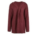 thumbnail image 4 of ShomPort Womens Fall Hooded Sweater Cardigans Long Sleeve Cable Knit Open Front Winter Coat Cardigan, 4 of 5
