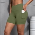 thumbnail image 6 of Mifsaly Womens High Waisted Biker Shorts Tummy Control Yoga Shorts with Pockets Athletic Compression Workout Running Gym Cycling Exercise Clothes Green,L, 6 of 7
