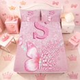 thumbnail image 4 of meiyoeat Pink Glitter Butterfly Monogrammed S Full Size Sheets for Girls, Sparkle Floral Initial Letter Bed Sheets, 4 Pieces, 1 Flat Sheet, 1 Fitted Sheet and 2 Pillowcases, 4 of 6