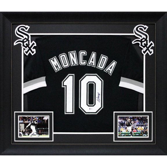 Collectible Yoan Moncada Authentic Signed Black Pro Style Framed Jersey Autographed BAS
