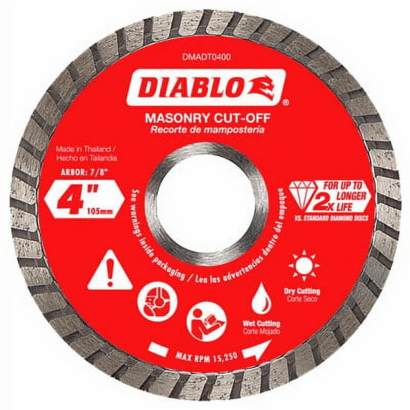 4 In. Diamond Turbo Cut-Off Discs For Masonry. Diablo's Diamond Turbo, Each
