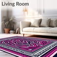thumbnail image 2 of ODIKA 8'x10' Machine Washable Non-Slip Area Rug, Aztec Maze with Distinctive Zigzag Borders and Modern Abstract Flair High Traffic Rug, Pink, 701752, 2 of 7