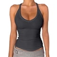 thumbnail image 1 of DondPO Womens Tank Tops,Lady V Neck Racer Back Tank Top For Women Padded Ribbed Long Tank Fitted Basic Tops,Halter Tops for Women,Womens Loose Tank Tops Clearance！ Gray XS Clearance！, 1 of 5