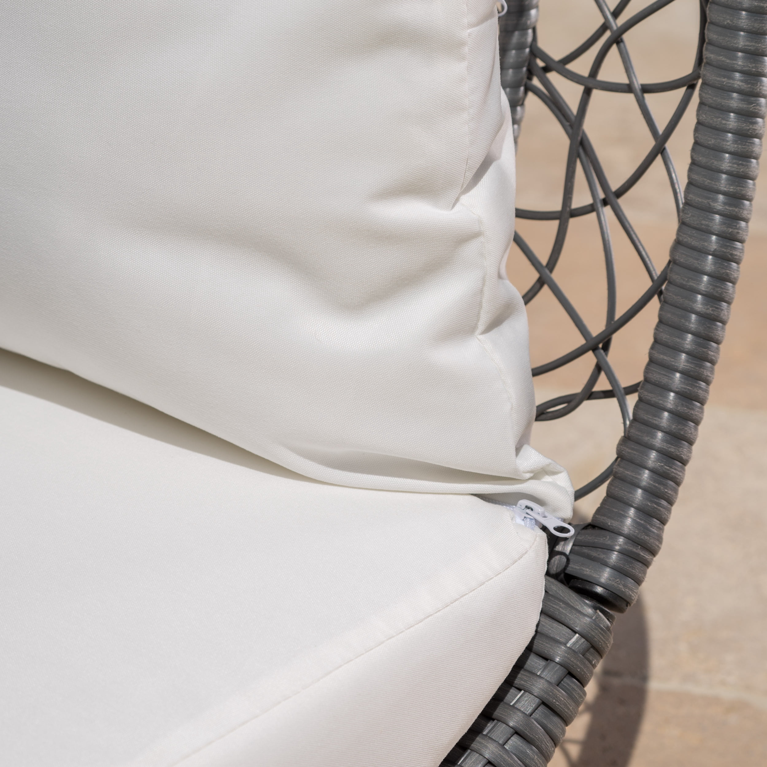 Kinston Outdoor Wicker Daybed with Cushion, Grey, White