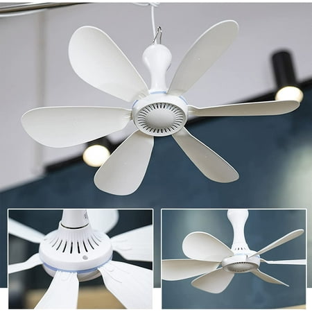 

Hopet Portable Ceiling Fan Mini USB Tent Fan for Camping Outdoor Hanging Gazebo Tent Canopy Fan DC 12V Compatible with Battery Power