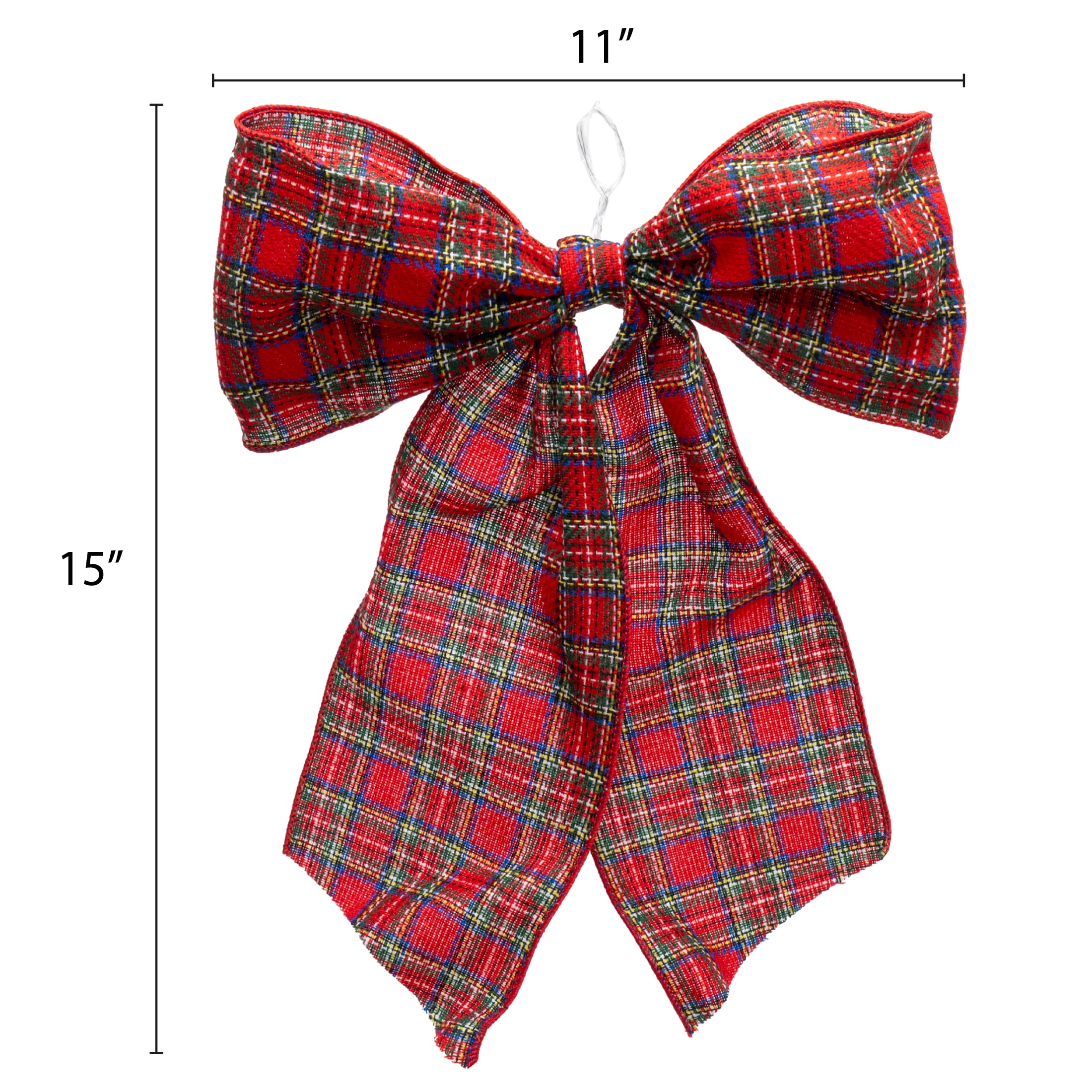 My Texas House Red Plaid Decorative Christmas Bow, 15"