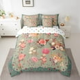 thumbnail image 3 of Feelyou Fashion Rose Floral Twin Bedding Sets 7-Piece, Vintage Bohemian Flower Bedding Comforter Set, Teens Kids Girls Women Reversible Sheet Sets, Microfiber Bedroom Decor, 3 of 9