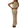 thumbnail image 3 of Liacowi Women’s Two Piece Summer Outfits, Sleeveless Hollow Out Tank Tops and Long Skirt Set, 3 of 9