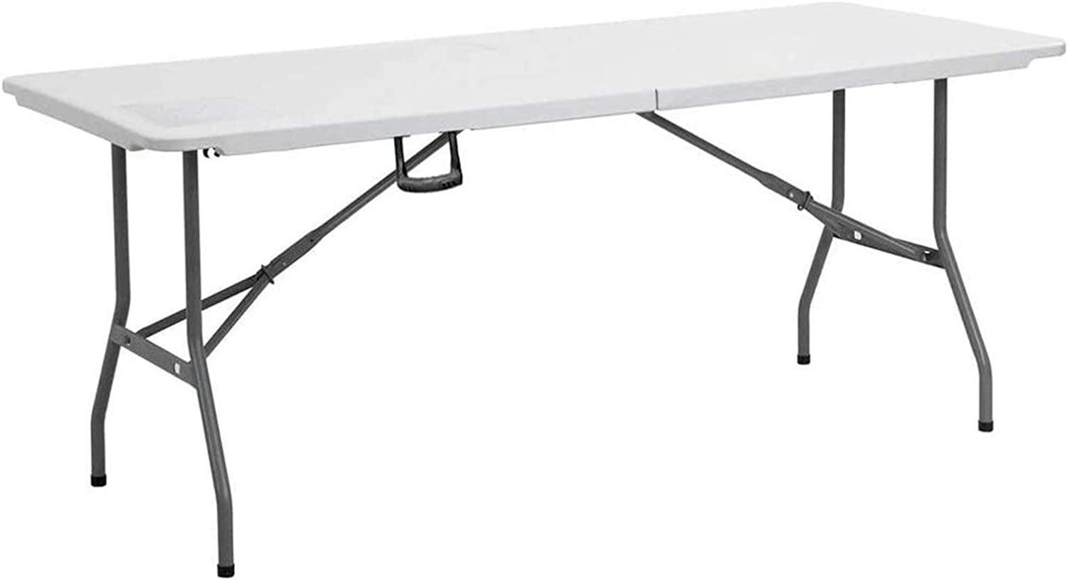 SUPER DEAL 3 Foot Square Folding Card Table, Indoor Outdoor Portable Plastic Heavy Duty Fold-in-Half Puzzles Camping Picnic Party Table With Carrying Handle, White