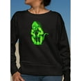 thumbnail image 2 of Fiery Green Monkey Design Sweatshirt Women -Image by Shutterstock, Female 3X-Large, 2 of 4