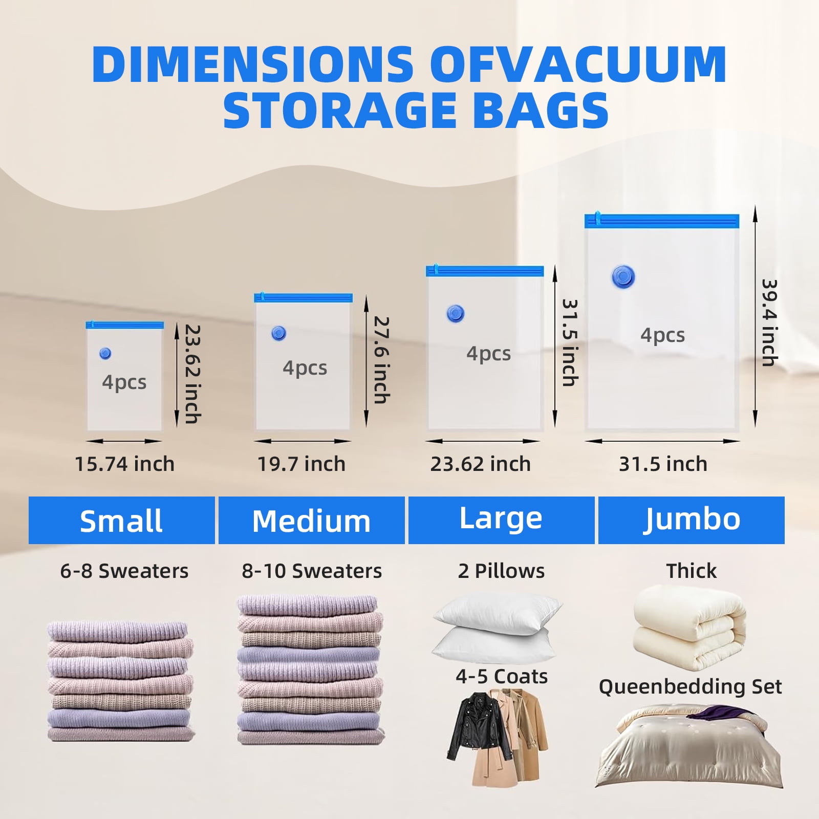Torio Electric Vacuum Storage Bags, 16-Pack Space Saver Compression Bags for Clothes, Comforters & Jackets, Airtight Seal, Electric Pump Included