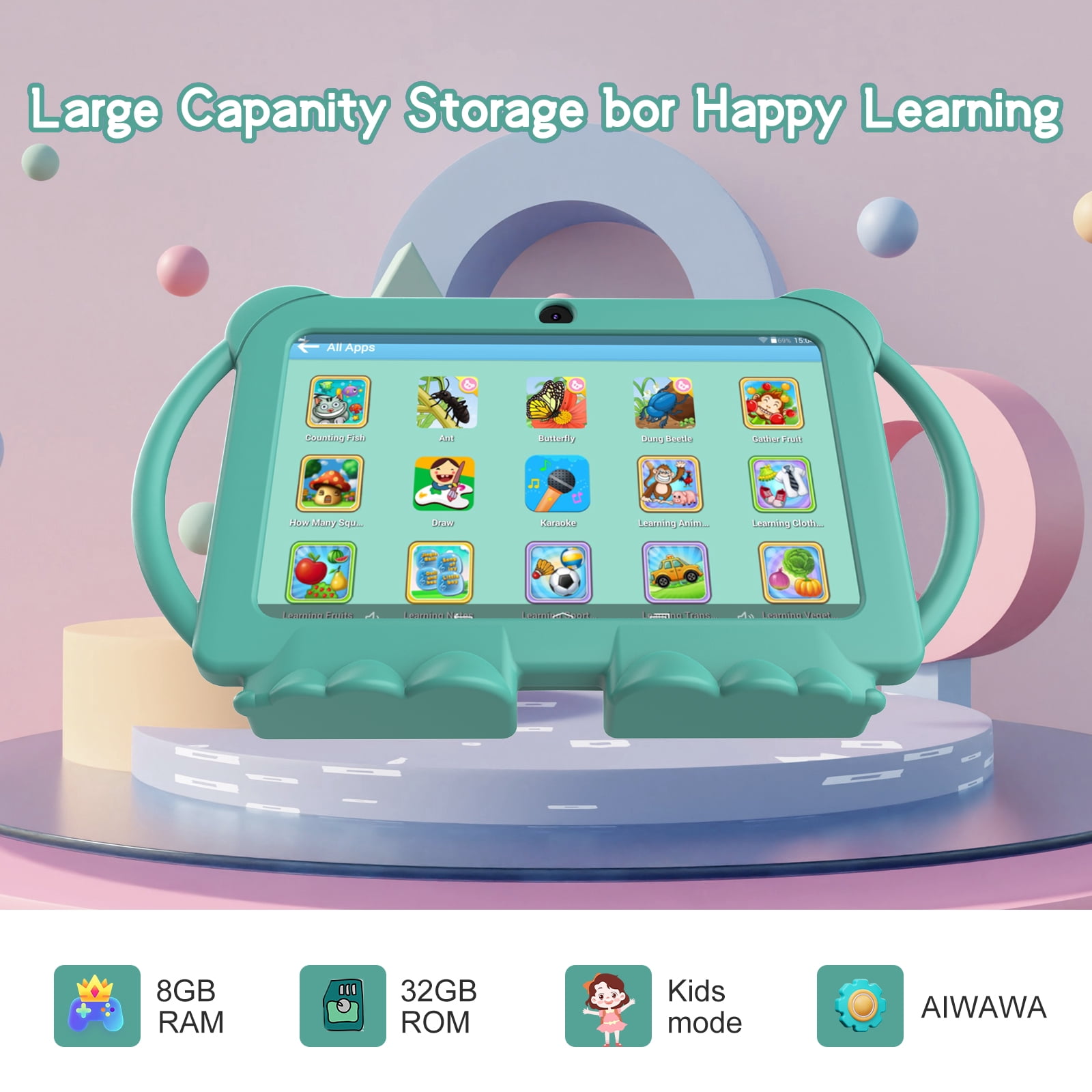YQSAVIOR Kids Tablet 7 inch Tablet for Kids Android 12 Toddler Tablet 4GB RAM+32GB ROM WiFi Tablet Pre Installed & Parent Control Learning Education Tablet Dual Camera IPS Touch Screen