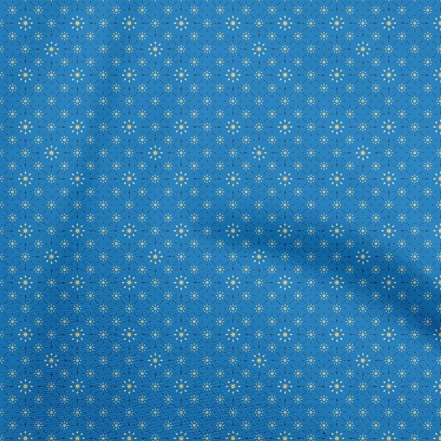 oneOone Viscose Chiffon Medium Blue Fabric Asian Block Floral Sewing Craft Projects Fabric Prints By Yard 42 Inch Wide
