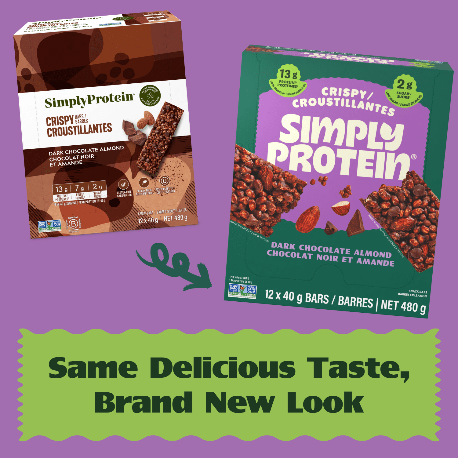 SimplyProtein Barres Collations Chocolat Noir et Amandes