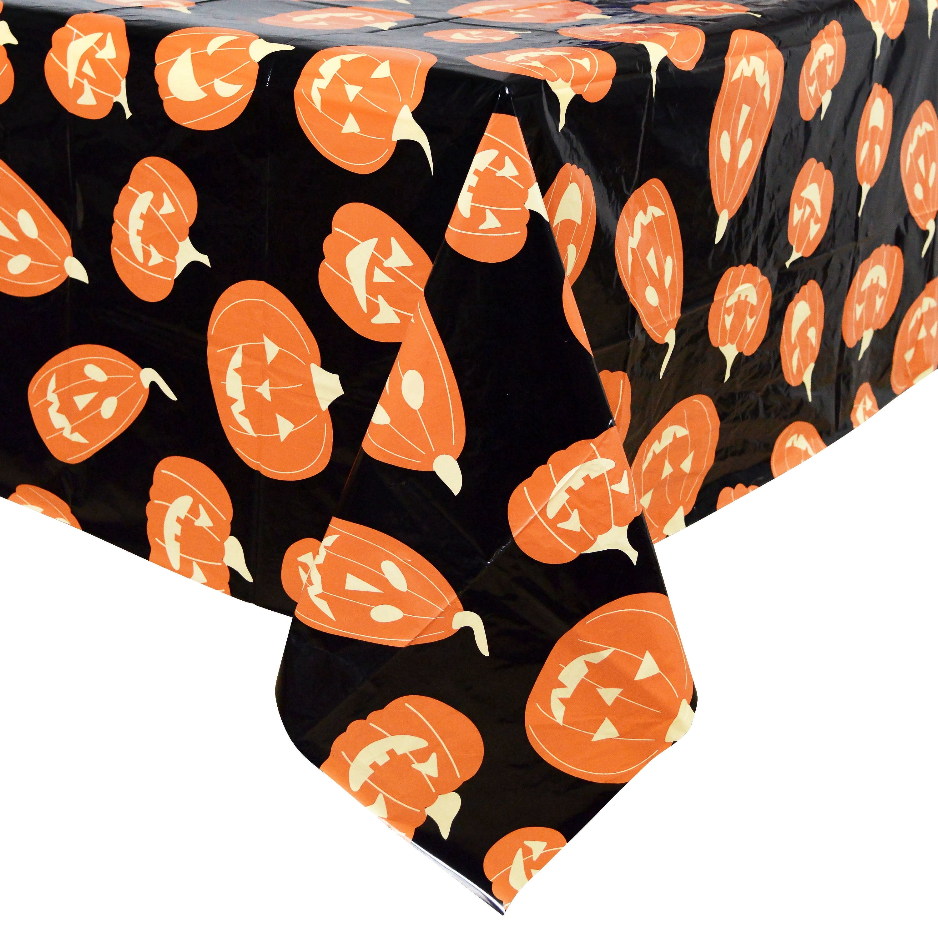 Jack-o'-Lantern Tablecloth, Black and Orange, 54" x 84", Halloween by Way To Celebrate