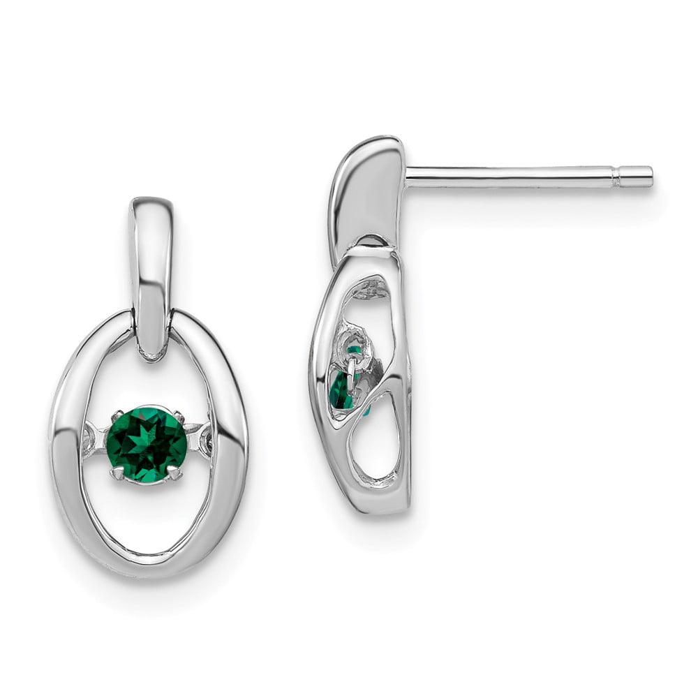 925 Sterling Silver Created Green Emerald Post Stud Earrings Drop Dangle Birthstone May Fine Jewelry For Women Gifts For Her 