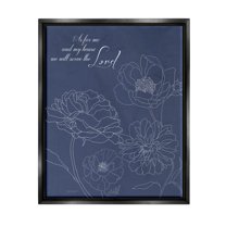 Stupell Industries Religious Floral Outline Phrase Graphic Art Jet Black Floating Framed Canvas Print Wall Art, Design by Carol Robinson