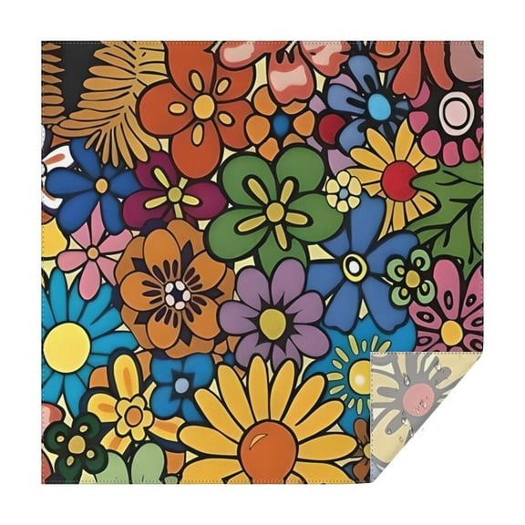 Pioneer Flower Floral Print Pattern Square Tablecloth,Waterproof Square Table Cover,Wipeable Spillproof Washable Table Cover for Home Kitchen Party Decor 42"X42"(107x107cm)