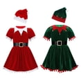 thumbnail image 3 of Disfraz de elfo de Navidad para niñas pequeñas, vestido de fiesta elegante de Papá Noel, traje festivo de Navidad, vestido tutú con borlas de princesa y cinturón para sombrero, 3 of 3