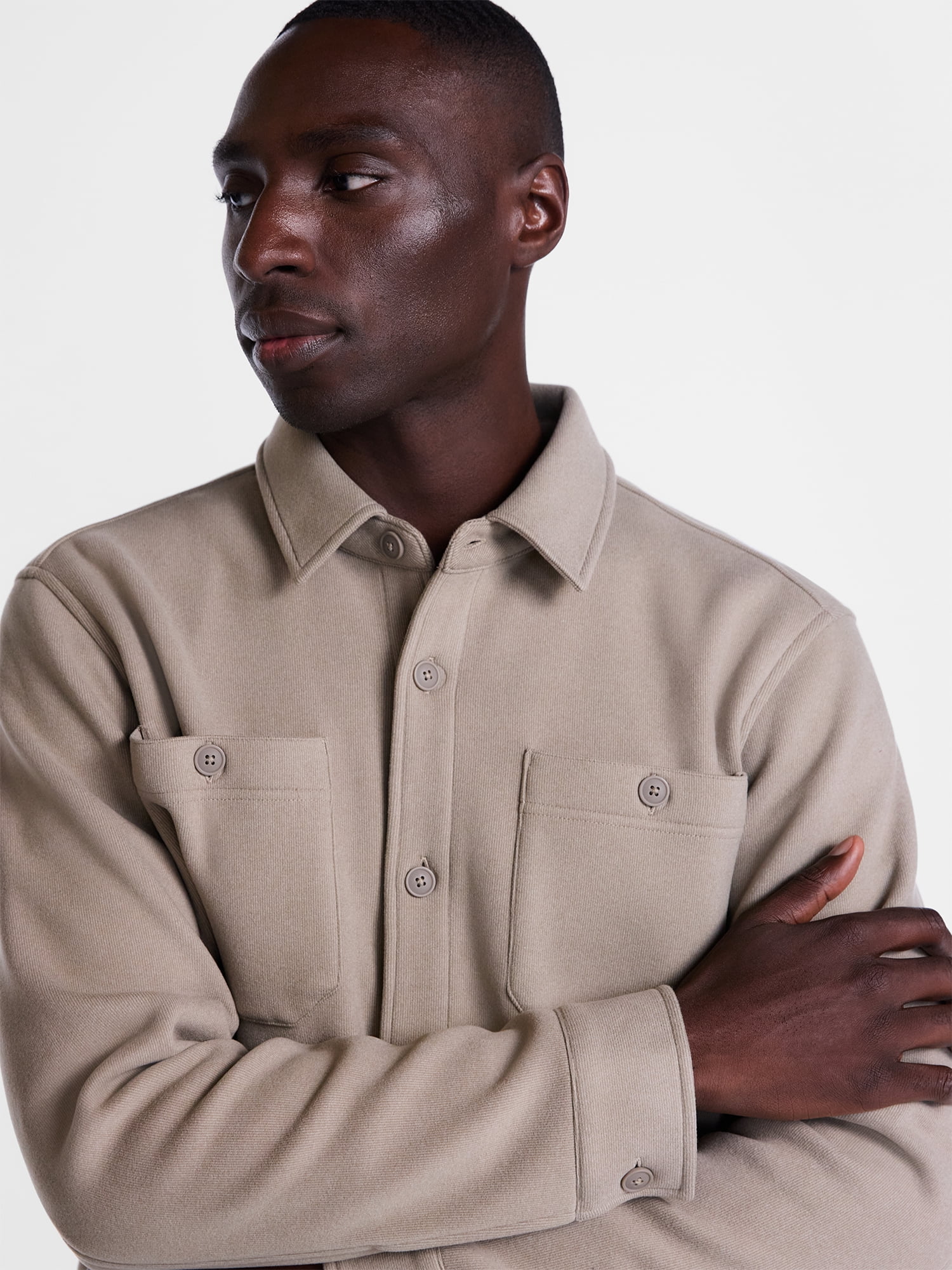George Men's and Big Men's Fleece Knit Shirt Jacket with Long Sleeves, Sizes S-3XL