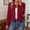 #0406-Wine, variant on Women Open Front Long Sleeve Gold Button Slim Fit Cropped Blazer Jacket Wine XL Gift