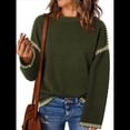 thumbnail image 1 of Suéteres para Mujer, Cuello Redondo Liso, Corte Holgado, Larga, Punto en Contraste, Jersey, Tops Verde M, 1 of 8